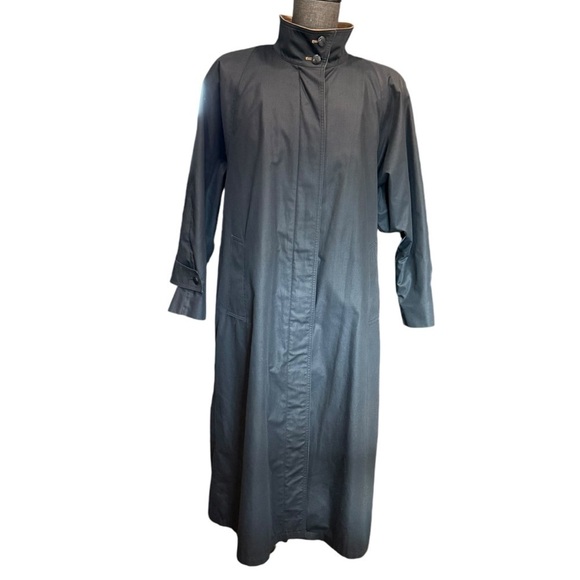 Vintage London Fog Lined Trench Coat Black Tan Sz 14 2X Capsule Old Money Wool - Picture 4 of 16